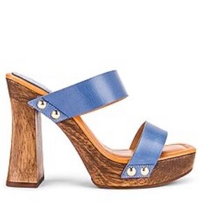 Schutz Denim blue Revolve platform wood heels size 6. - like new